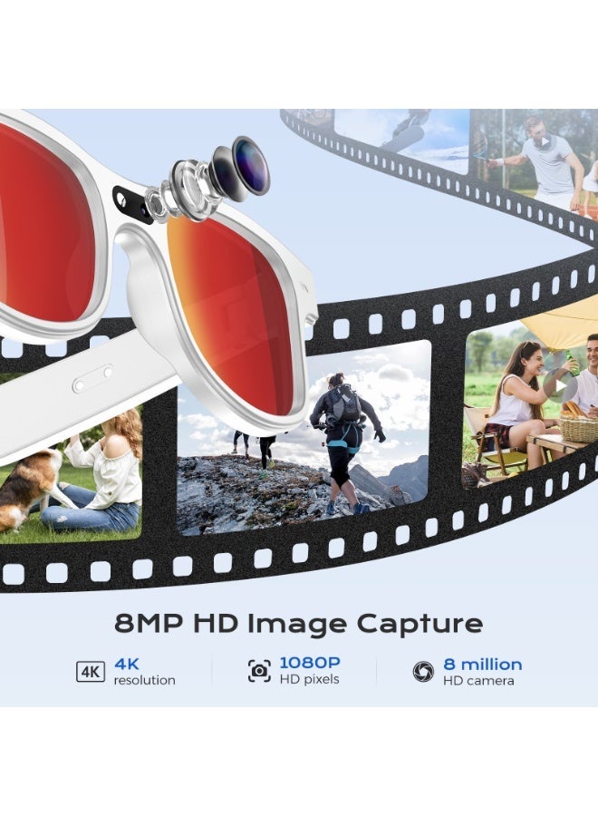 دومرز‌ نظارات Domars AI الذكية المزودة بكاميرا وبلوتوث، نظارات بكاميرا 8 ميجابكسل 1080P HD، تحكم صوتي بالذكاء الاصطناعي، التعرف على الصور والترجمة بالذكاء الاصطناعي، نظارات ذكية مضادة للضوء الأزرق، نظارات شمسية ذكية مزودة ببلوتوث للقيادة، للاستخدام في الهواء الطلق، +2 عدسات. شفافة - Image 5